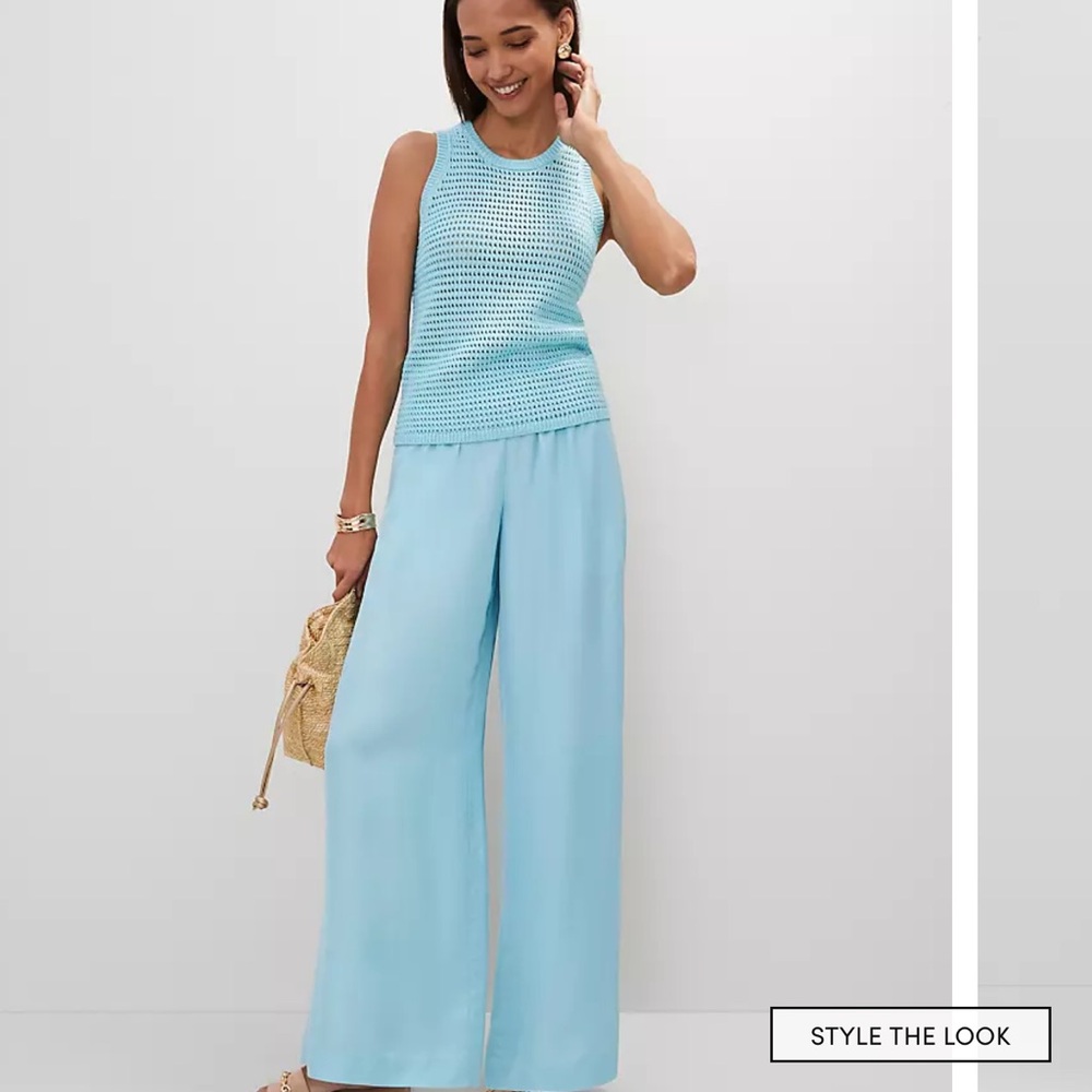 Perfect Travel Outfit! Sky Blue Satin Pants & Matching Top